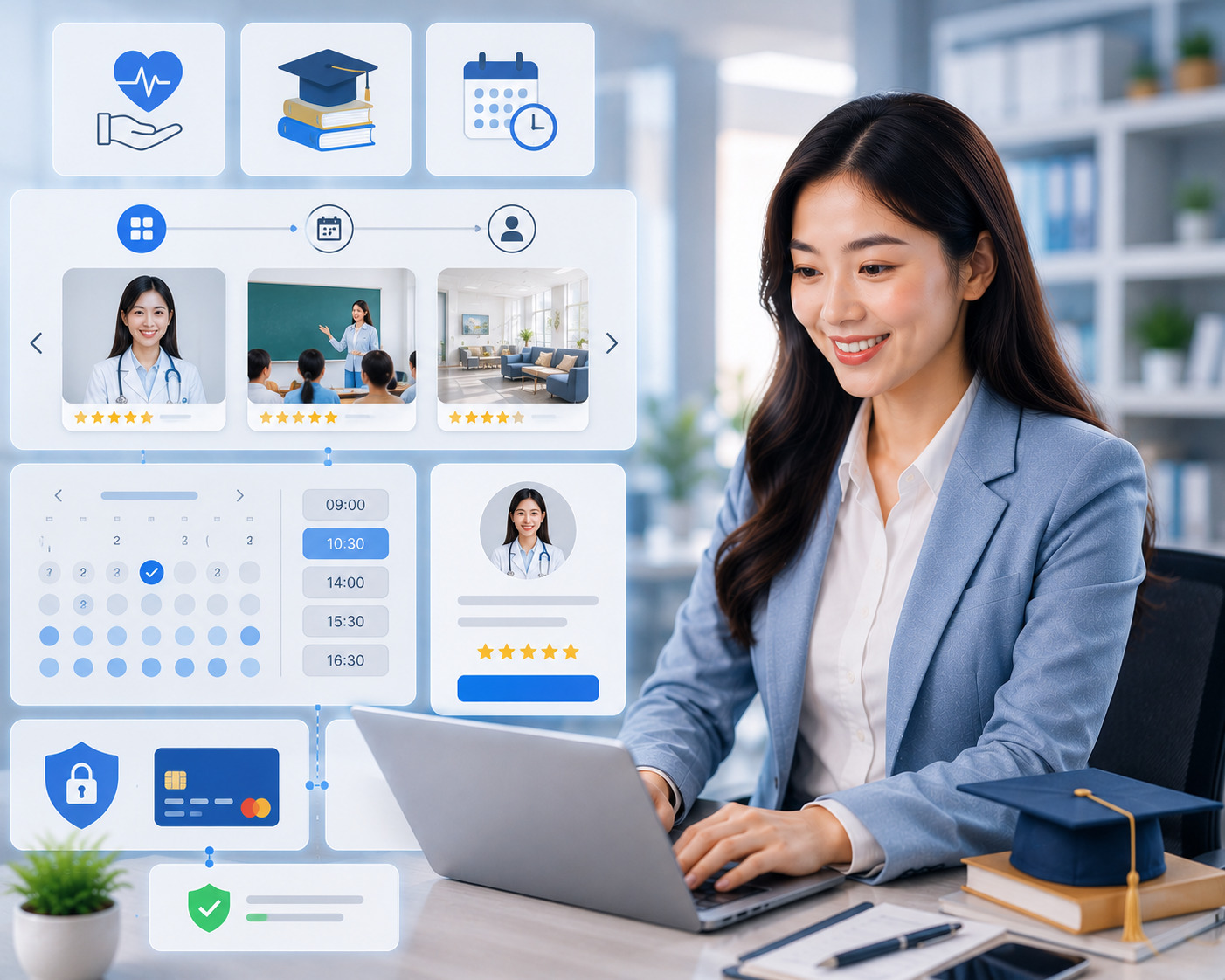 Y tế, Giáo dục & Booking